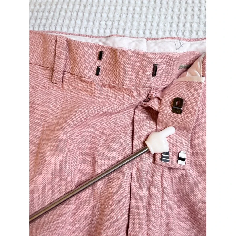 Ted Baker Trousers Mens 34R Pink Linen Blend Slim Fit Damaskt Chinos